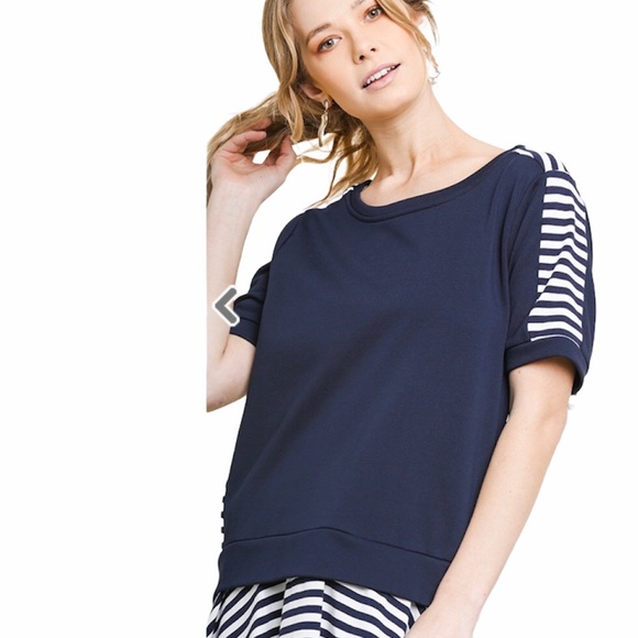 LAST 1 NWT Umgee Nautical Navy Stripes Dress S M L - Picture 3 of 7